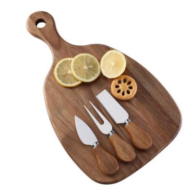 Wood cheese boards with cutlery set -