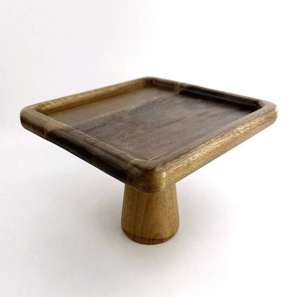 Acacia cake stand in Square shape-3