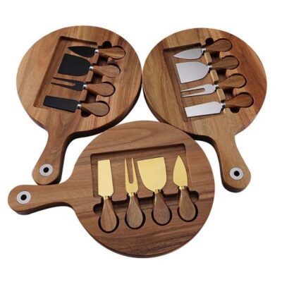 Acacia serving board with cheese knife set-3