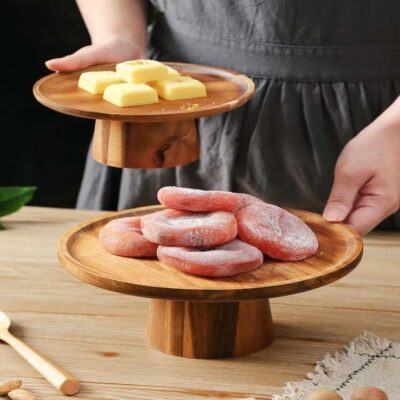 Acacia wood cake stand-4