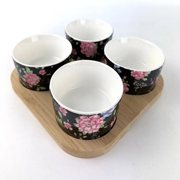 Appetizer bowls with bamboo tray-1