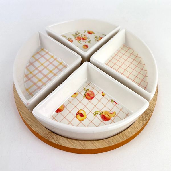 Appetizer plates with bamboo tray -A4