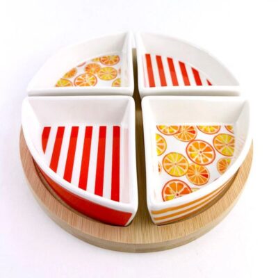 Appetizer plates with bamboo tray -A5