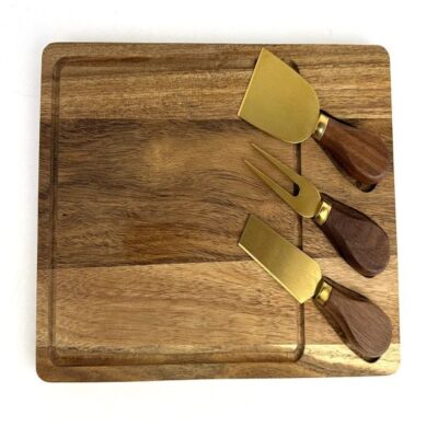 Bamboo cheese board with knife--3