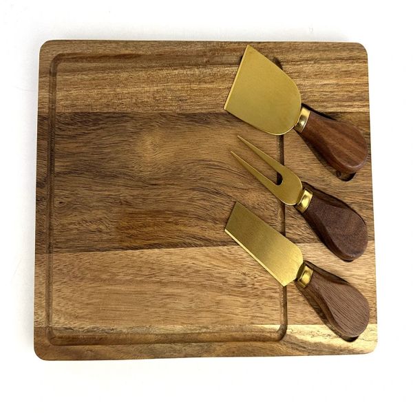 Bamboo cheese board with knife--3