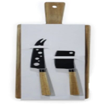 Bamboo food serving board with cheese knife-2