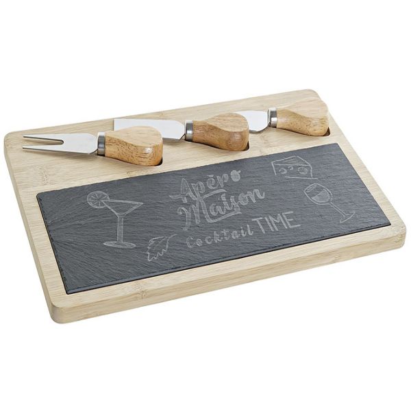 Cheese and cracker tray set with knives-3