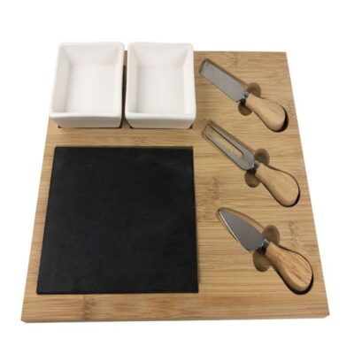 Cheese serving tray with dish and knives -1