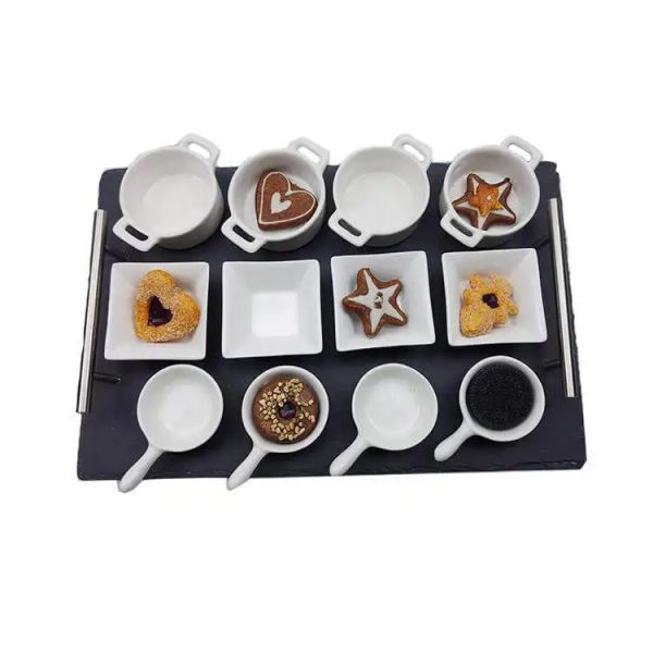 Decor Creamic Cup With Custom Slate Snack Tray (2)