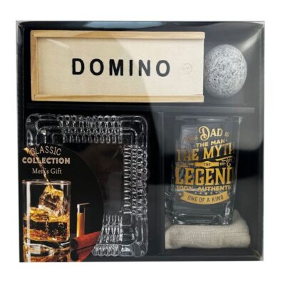 Domino gift set with glass cup