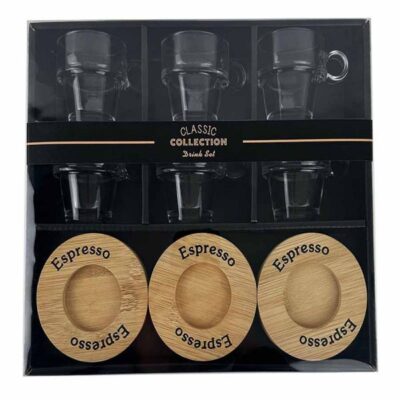 Expresso glass cup set with saucers-2