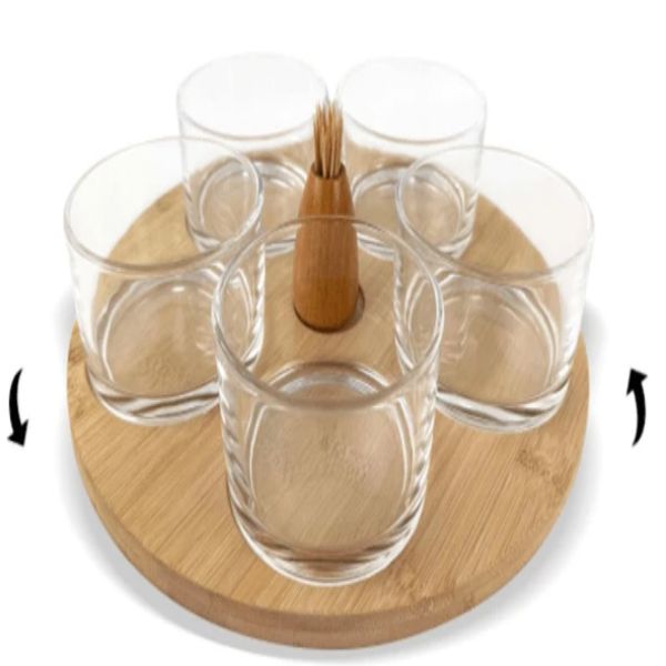 Glass serving dishes with stickes and bamboo tray-2