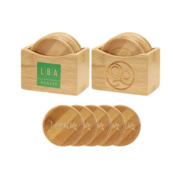 Natural Bamboo Round Promotional Coasters (3)