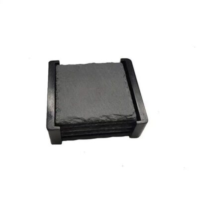 Natural Slate Coaster With Black Holder (3)