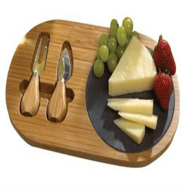 Oval Bamboo and slate serving board-2