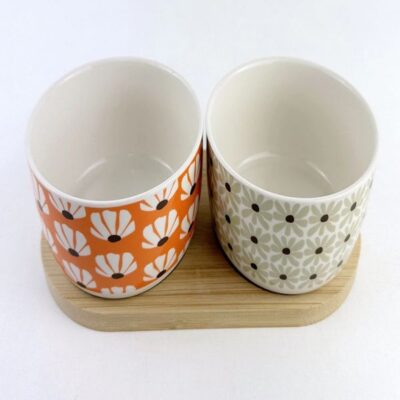 Porcelain appetizer bowls with bamboo tray-2