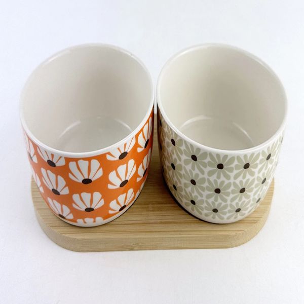Porcelain appetizer bowls with bamboo tray-2