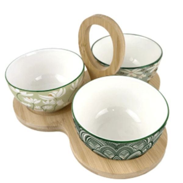 Porcelain appetizer bowls with bamboo tray -2png