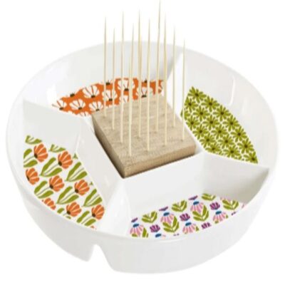 Porcelain appetizer bowls with bamboo tray-and pick-1