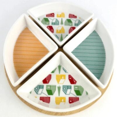 Porcelain appetizer dish with bamboo tray-1