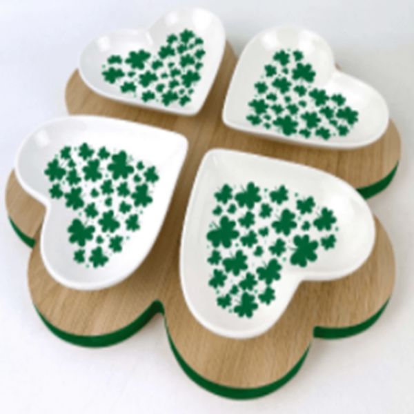 Porcelain appetizer plates with bamboo tray-2