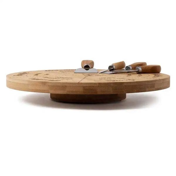 Round Wooden Rotating Display Stand With cutlery set (2) Round Wooden Rotating Display Stand With cutlery set (2)