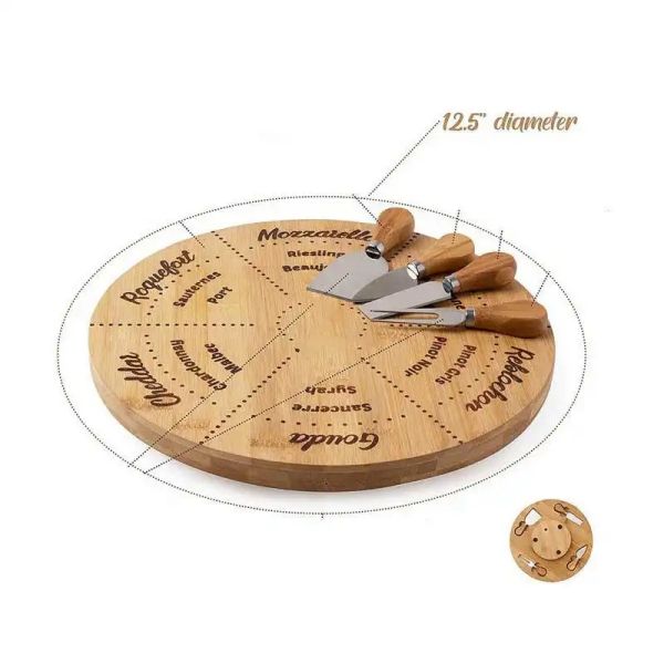 Round Wooden Rotating Display Stand With cutlery set (3)