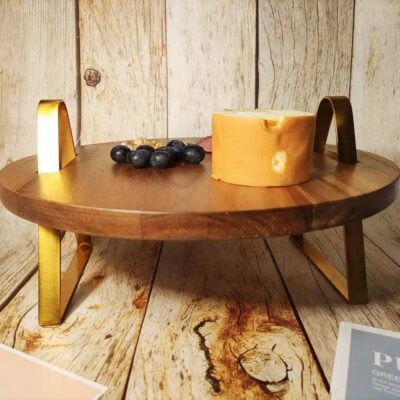 Round Wooden Stand with Iron Handle (3)