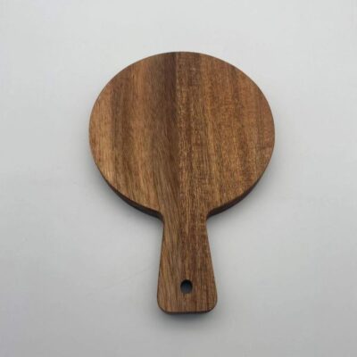 Round shape with handle wood food serving tray-2