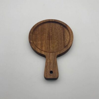 Round shape with handle wood food serving tray-3