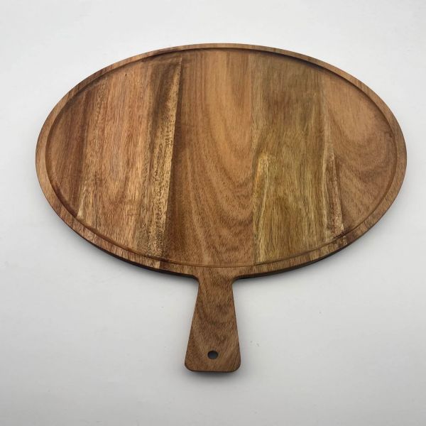 Round shape with handle wood food serving tray-1 Round shape with handle wood food serving tray-1