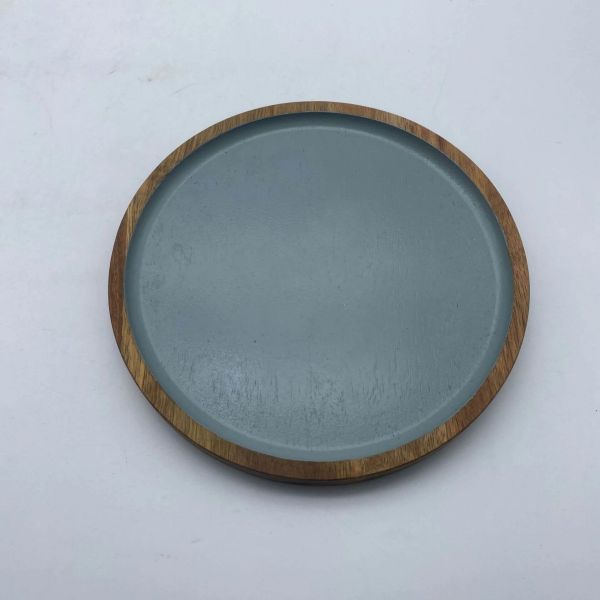 Round shape wood food plate-1