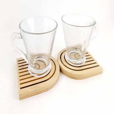 Set of 2pcs Expresso glass cup set with saucers-1