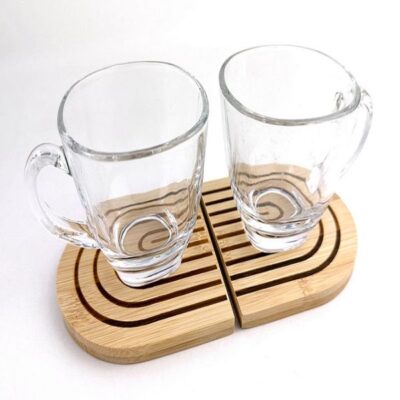 Set of 2pcs Expresso glass cup set with saucers-1