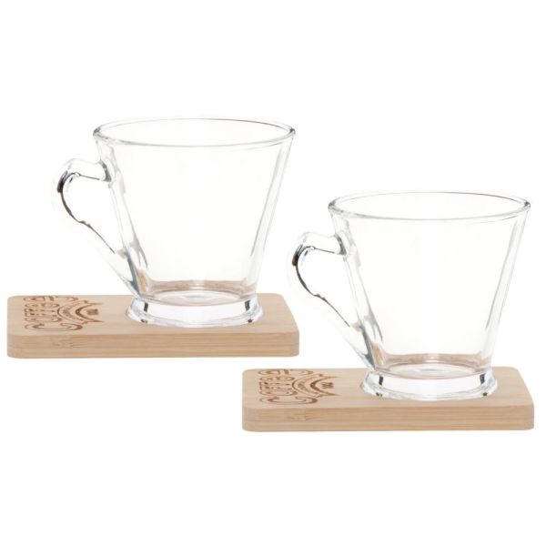 Set of 2pcs glass coffee cup with saucers -3