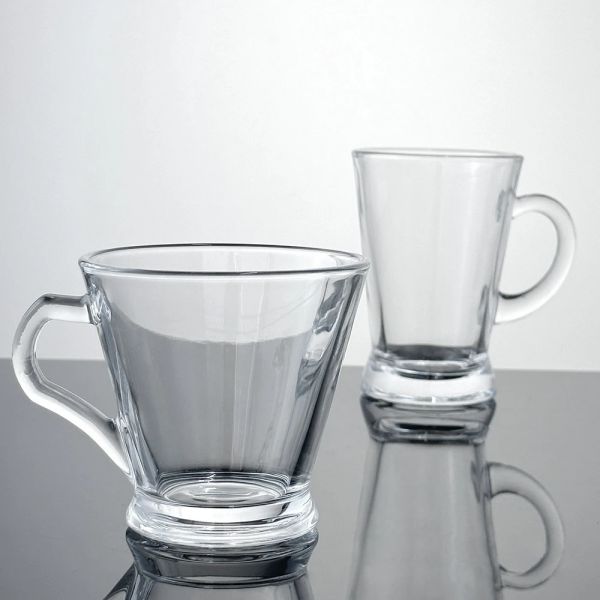 Set of 2pcs glass coffee cup with saucers -4