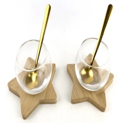 Set of 2pcs glass serving set wiht spoon and spoon