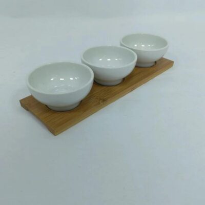 Set of 3 tapas set with bambaoo tray