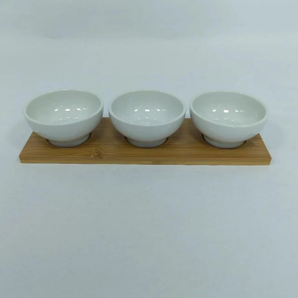 Set of 3 tapas set with bambaoo tray-1 Set of 3 tapas set with bambaoo tray-1