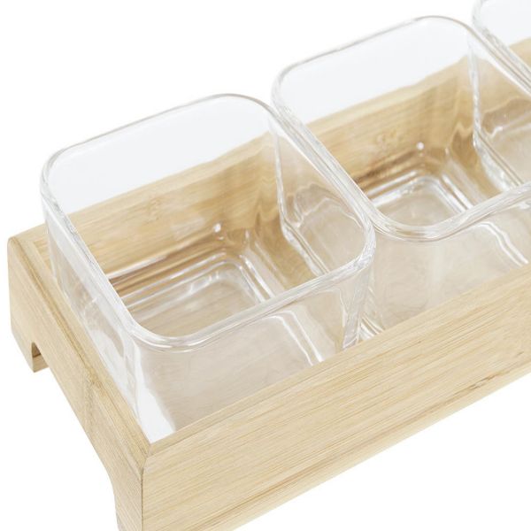 Set of 3pcs glass snack jar with tray-1