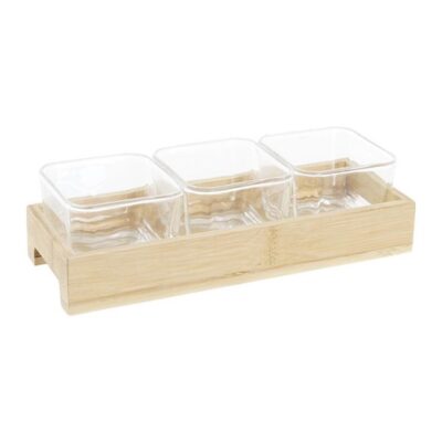 Set of 3pcs glass snack jar with tray