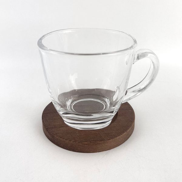 Set of 4pcs 190ML glass coffee cup with saucers-1