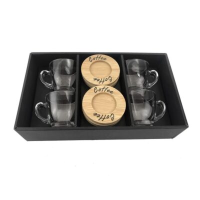 Set of 4pcs glass coffee cup with saucers -6