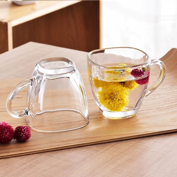 Set of 4pcs glass coffee cup with saucers -1