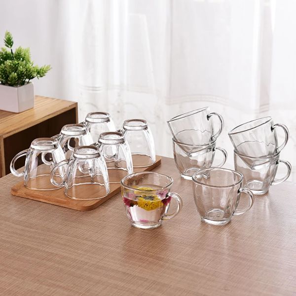 Set of 4pcs glass coffee cup with saucers -