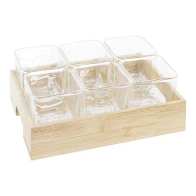 Set of 6pcs glass snack jar with tray