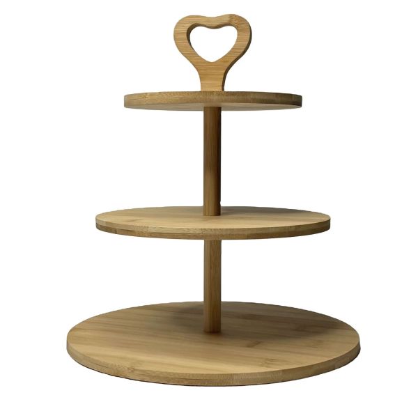 Shape Bamboo 3 Tier Cake Stand For Hotel (3)