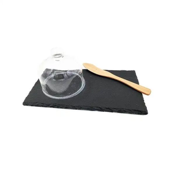 Slate Cake Stand With glass dome (2)