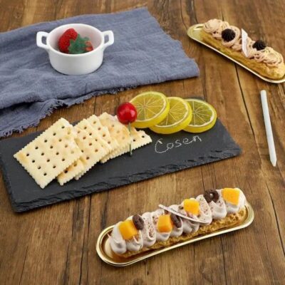 Slate Serving Tray with 3 Glass Bowls and 3 Wooden Spoons (1)