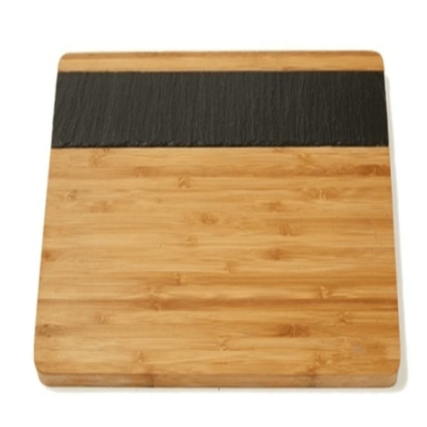 Square Bamboo and slate serving board-3